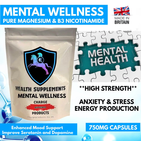 Mental Wellness Capsules 750mg|Magnesium Glycinate & B3 Nicotinamide Supplement