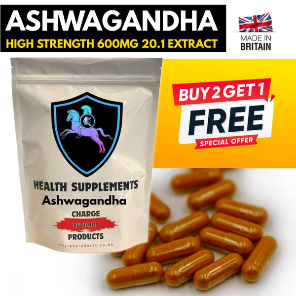Ashwagandha 500mg 60 Capsules 20:1 Extract | Buy 2 Get 1 Free Supplement