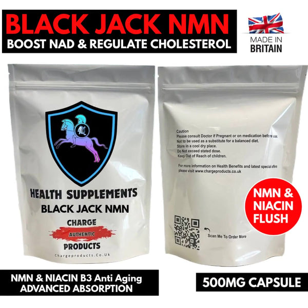 BLACK JACK NMN & Niacin Capsules 500mg | Boost NAD+ Regulate Cholesterol & Hydrate Skin