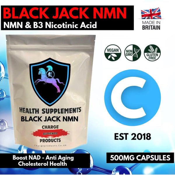 BLACK JACK NMN & Niacin Capsules 500mg | Boost NAD+ Regulate Cholesterol & Hydrate Skin