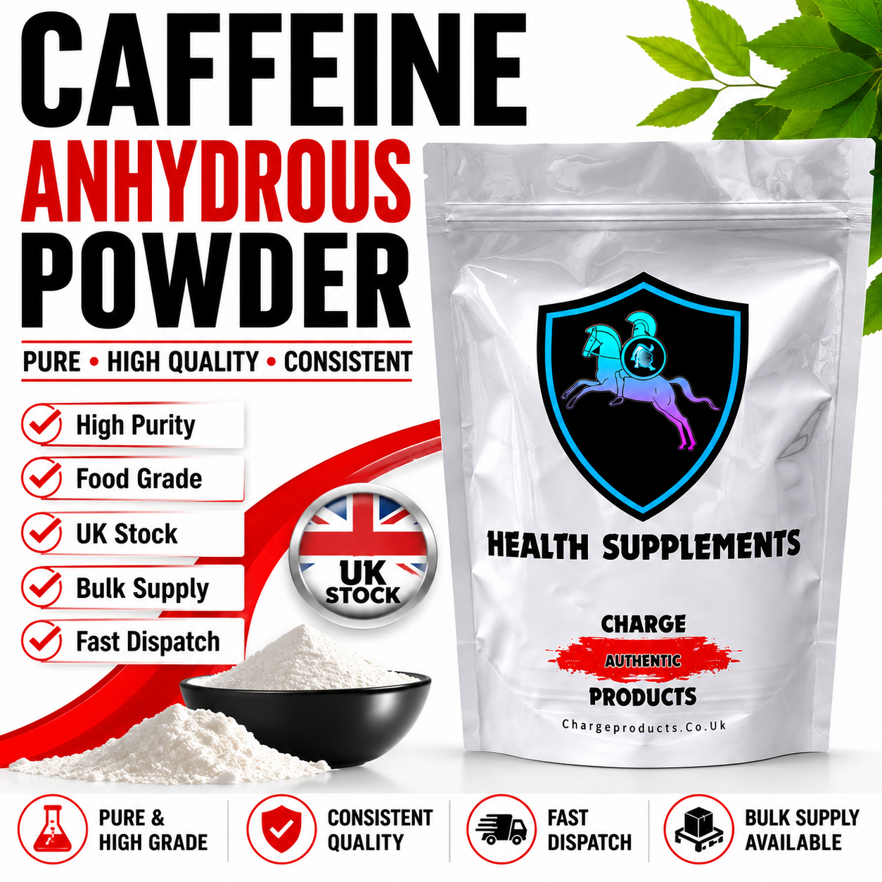 Buy Caffeine Powder 100g UK | Pure Anhydrous | Same Day – Charge Products