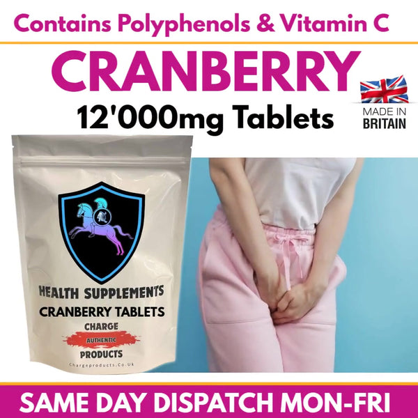 Cranberry 12'000mg 120 Tablets Supplement Polyphenols and Vitamin C UTI Cystitis Support