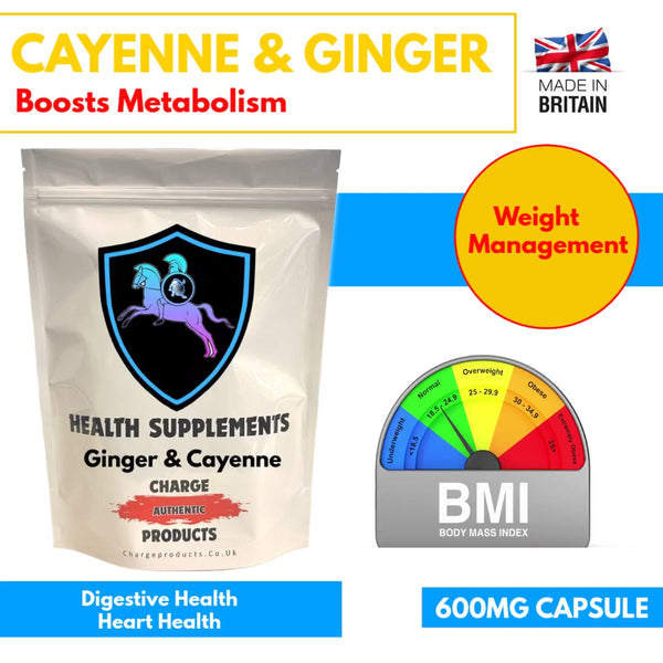 Ginger & Cayenne Pepper 600mg Capsules | Strong Weight Management