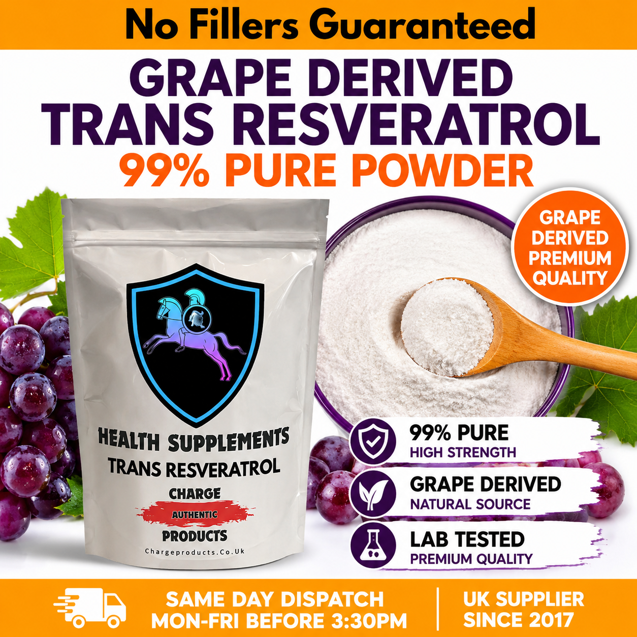 Buy Trans-Resveratrol Powder UK | 99% Pure | Grape-Derived – Charge ...