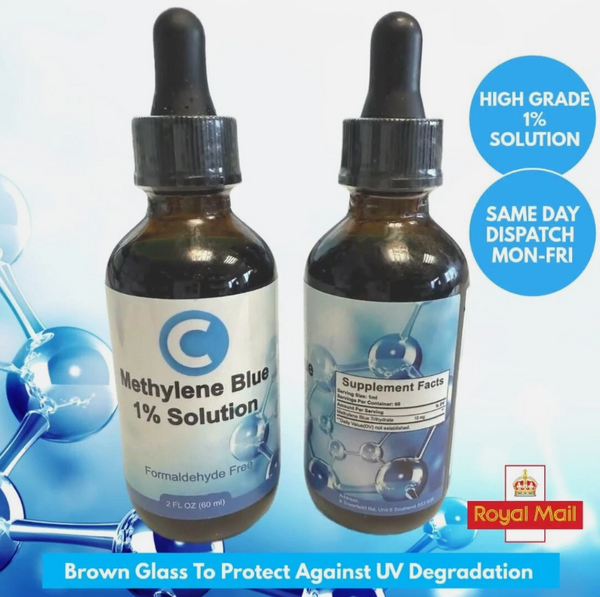 Methylene Blue 120ml 2 x 60ml bottles 1% Drops Cognitive Enhancement Nootropic