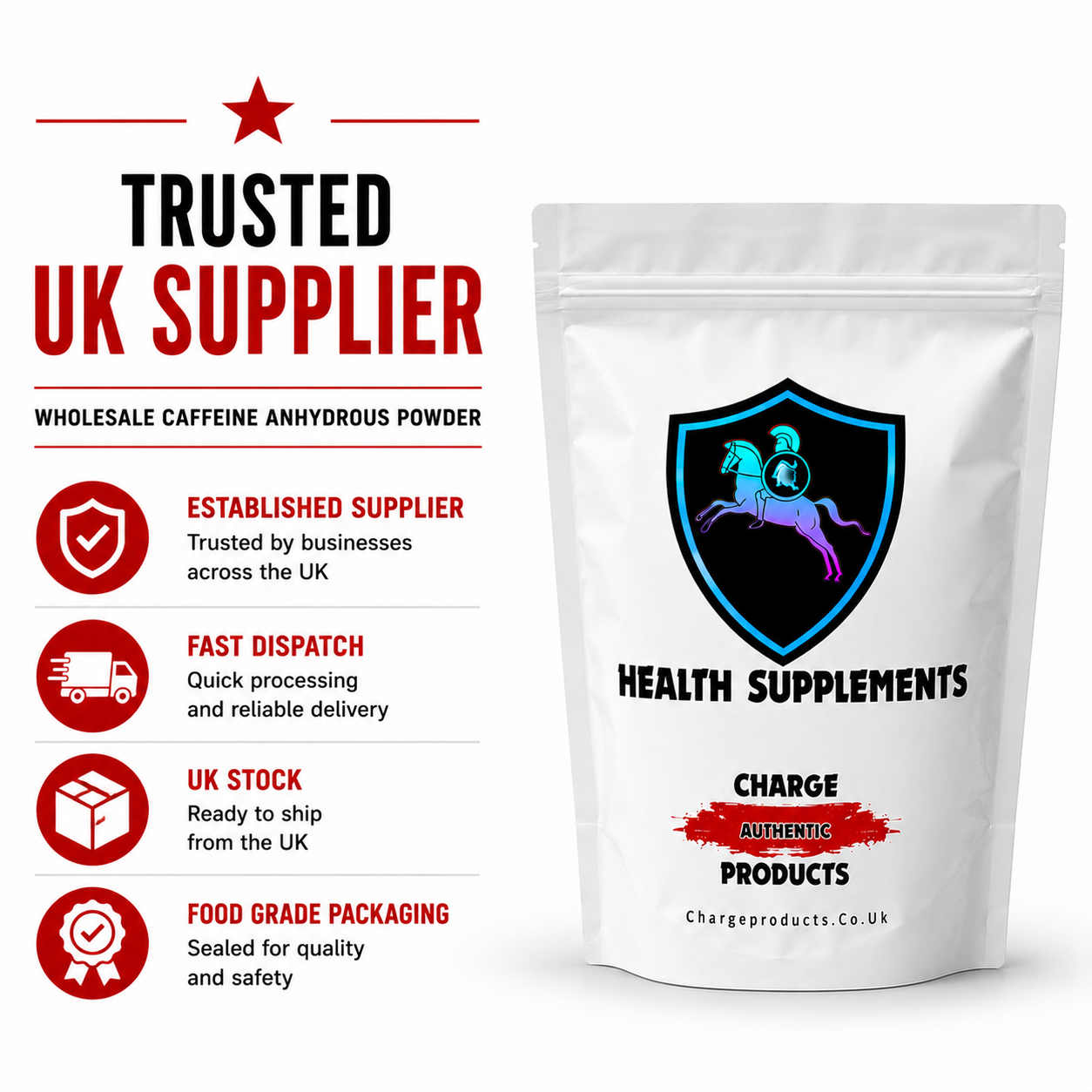 Buy Caffeine Powder 100g UK | Pure Anhydrous | Same Day – Charge Products